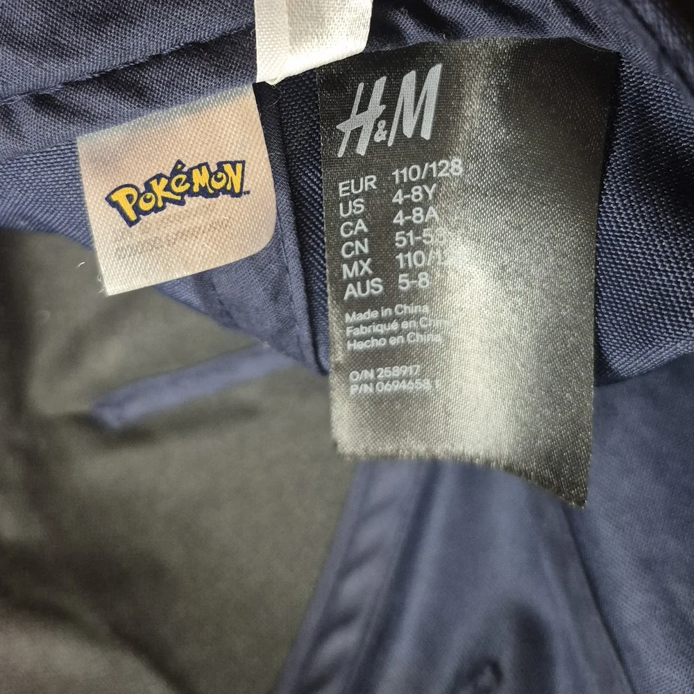 H&M Pokémon‎ Pikachu Kids Hat Navy Adjustable Baseball Cap 4–8Y